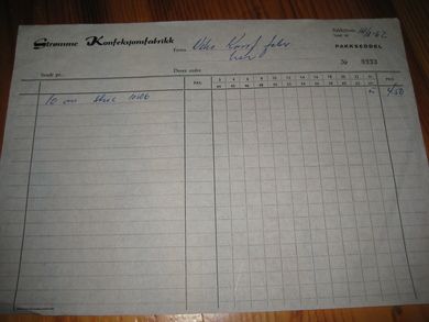 PAKKSEDDEL nr 0333 fra Strømme Konfeksjonsfabrikk til Viko Konfeksjonsfabrik 14 8 62