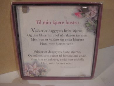 Til min kjære hustru. Bilde som kan stå på bord.
