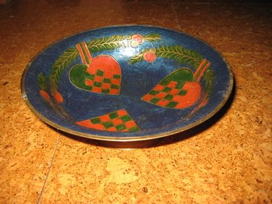 Messingfat med emaljert topp 70 tallet