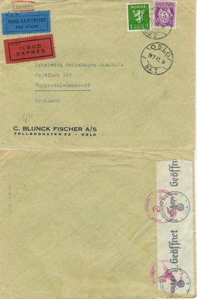 Sensurert brev fra 11.7.1941, Luftpost