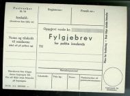 Ubrukt og strøkent FYLGJEBREV FOR PAKKE INNALANDS. 1952.