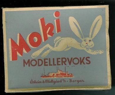 Meget pen eske med innhold MOKI MODELERVOKS fra Aasheim & Midtgård Bergen