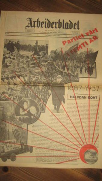 1937 nr 193 Arbeiderbladet Partiet vårt 50 år