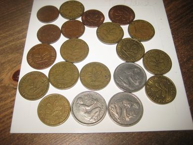 Samling 1- 2- 5- og 50 PFENNING Tyskland