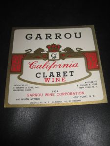 GARROU CALIFORNIA CLARENT WINE.