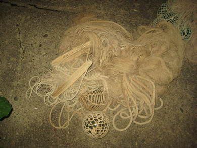 Gammelt bommullsgarn med 2 pene kavlkuler 50 tallet Pent til dekorasjon etc