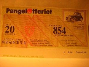1986, trekning 854,                    Nr. 0946354.