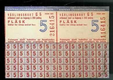 VEXLINGSKORT G5 for FLESK februar 1945