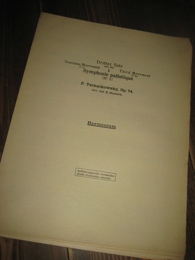 Tschaikowsky, Op. 74, Symphonie pathetique, dritter satz,  Harmonium, 1925.