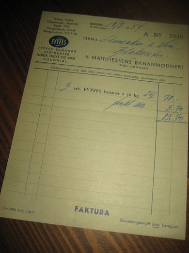 MATHIESENS BANANMODNERI. 19.7.1954.