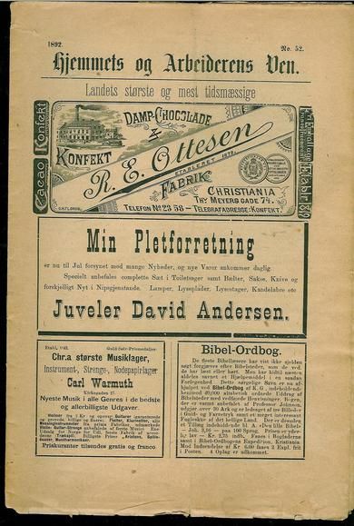 1892 nr 052 Hjemmets og Arbeidernes Ven