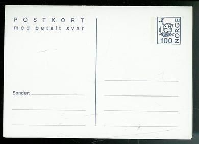 Helleristning. POSTKORT med betalt svar. Fra 1980.