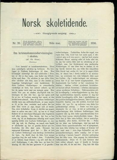 1896,nr 020,                        Norsk Skoletidende.