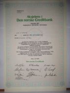 Den norske Creditbank,  3 aksjer, 1979, aksjebrev  nr 215185