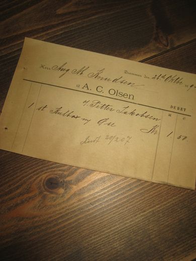 Fra C A OLSEN DRAMMEN 26DE OKTOBER 1895