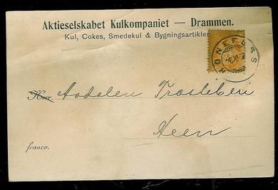HØNEFOSS 1886 fra Aktieselskabet Kullkompagniet- Drammen
