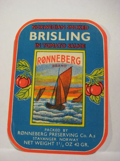 BRISLING IN TOMATO SAUCE, fra Rønneberg Preserving Co, Stavanger.