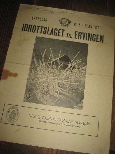 1937 nr 005 LAGSBLAD FOR IDROTTSLAGET ERVINGEN- BERGEN