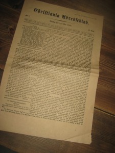 1935, Billag til Aftenposten 14. mai 1935. 1. utgave av Christiania Adresseblad1860.