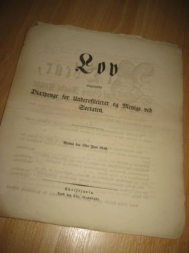 1848, Lov angaaende Diætpenge for Underofficerer og Menige ved ….