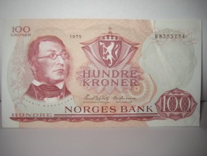 1975, 100 kroner, Nr B8353774.