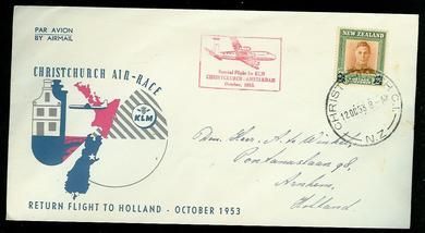 1953, Spesial Flight by KLM CHRISTCHURCH- AMSTERDAM.