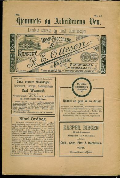 1892 nr 050 Hjemmets og Arbeidernes Ven