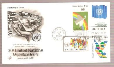 1976, 9. JAN, 30C UNITED NATIONS DEFINITIVE ISSUE, FDC UNITED NATION,