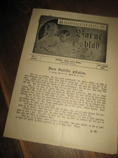 1910 nr 001 Missionsselskabets Barneblad