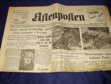1945 nr 332 aftennummer Aftenposten
