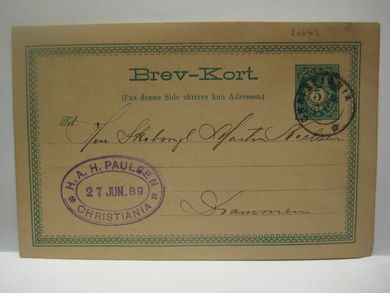 CHRISTIANIA 27 6 1889