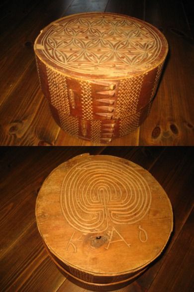 Meget pent arbeid fra 1800 tallet, ca 28 cm i diameter, ca 18 cm høgt, med lokk. 