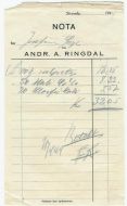Nota fra ANDR A RINGDAL Stranda 1944