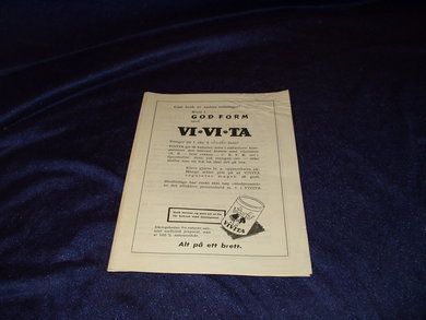 Liten salsbrosjyre for VI VI TA fra mai 1956