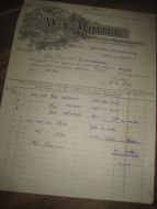 FACTURA fra W C MØLLER huer- hatte- og pelsvarefabrik Drammen 17 nov 1917