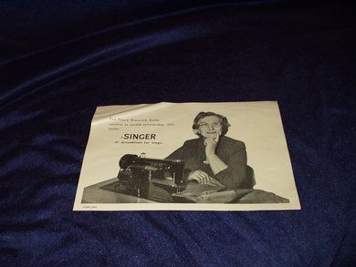Liten salsbrosjyre for  SINGER  fra mai 1956.