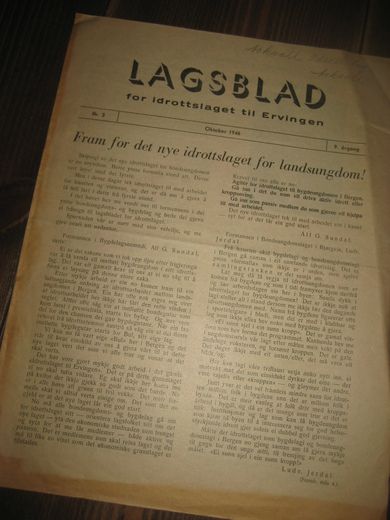 1946 nr 003 LAGSBLAD FOR IDROTTSLAGET ERVINGEN- BERGEN