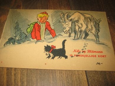 Nils og Blåmann omslaget på pakke med kort