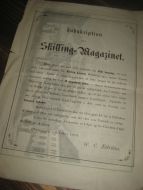 Subskribtion paa Skilling Magasinet. 1873. Med stort bilde af Torvet i Fredrikshald.