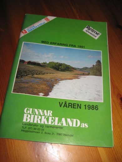 1986,vår, Produktkatalog fra Gunnar Birkeland, Trondheim.