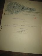 Brev fra W. C. MØLLER huer- hatte- og pelsvarefabrik, Drammen, 23.3.1908.