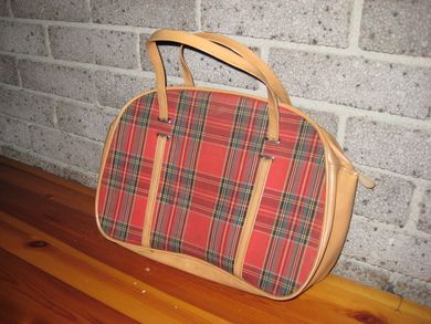 Handleveske i skai og stoff 60-70 tallet