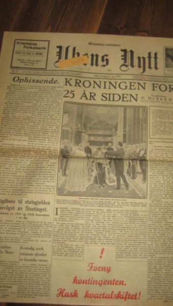 1931,nr 072, Ukens Nytt. Kroningen 1906. Helsides rutehefte på baksida. 