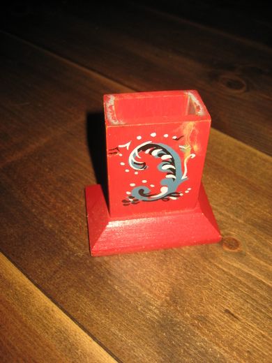 Rosemalt fyrstikk eske holder 60 tallet
