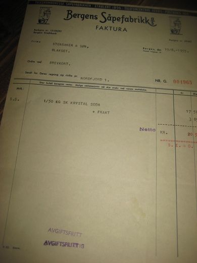 Bergen Såpefabrikk 19 8 1954