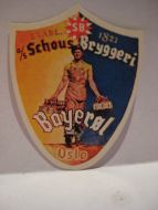 Schous Bryggeri Bayerøl ca 4 cm høg Gul/ blå 30 tallet