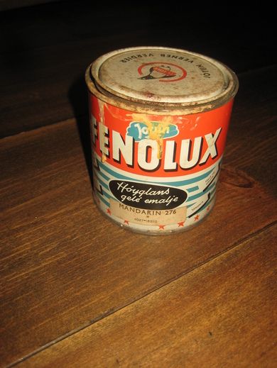 Jotun FENOLUX med innhold kvartboks 6 tallet Mandarin