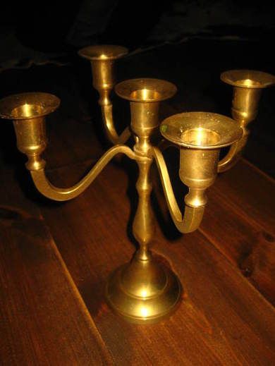 Lysestake i messing 5 arma 60-70 tallet