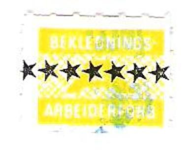 Gult fagforeningsmerke fra Beklednings Arbeider Forbundet enkeltmerke