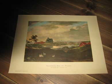 TRONDHJEM SETT FRA SYDØST Etter oljemaleri sign Jac Petersen 1821
